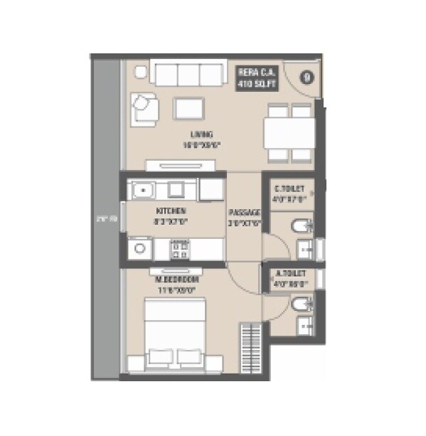 Floor plan of 1 BHK 350 Sq. Ft. Apartment in DGS Sheetal Mayra, Palghar