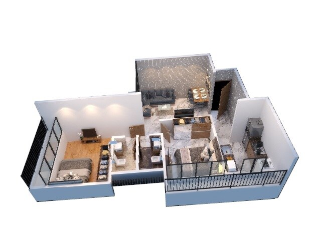 Floor plan of 2 BHK 509 Sq. Ft. Apartment in DGS Sheetal Mayra, Palghar