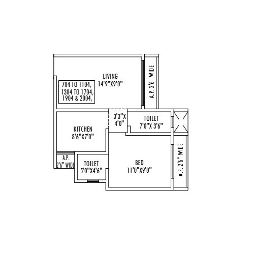 1 BHK 322 Sq. Ft. Apartment