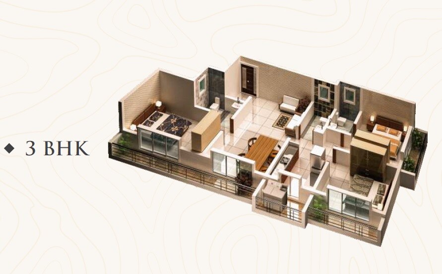 Floor plan of 3 BHK 502 Sq. Ft. Apartment in Dhanlaxmi Dhananjay Hill View, Palghar