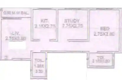 Floor plan of 2 BHK 607 Sq. Ft. Apartment in DHMP Shanti Enclave, Palghar