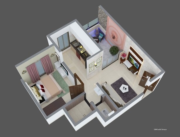 Floor plan of 1 BHK 1420 Sq. Ft. Apartment in Divyaraj Valuehomes, Palghar