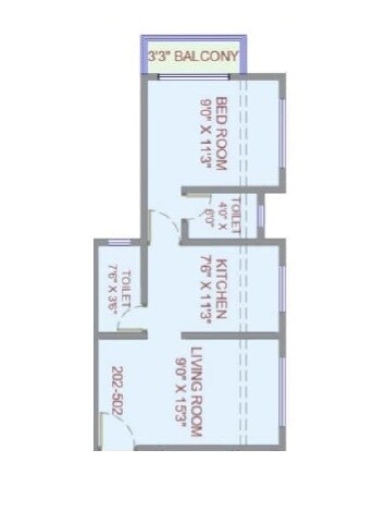 Floor plan of 1 BHK 430 Sq. Ft. Apartment in Draupadi Darshan, Palghar