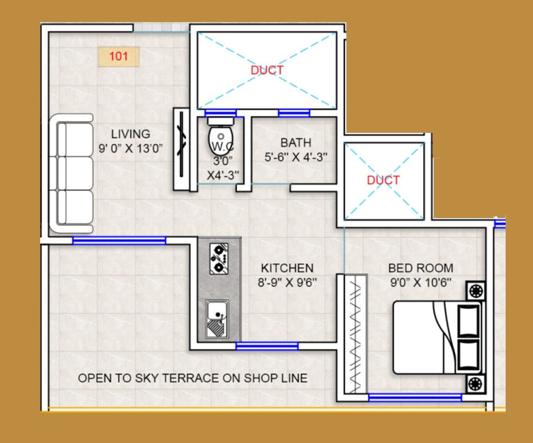 1 BHK 321 Sq. Ft. Apartment