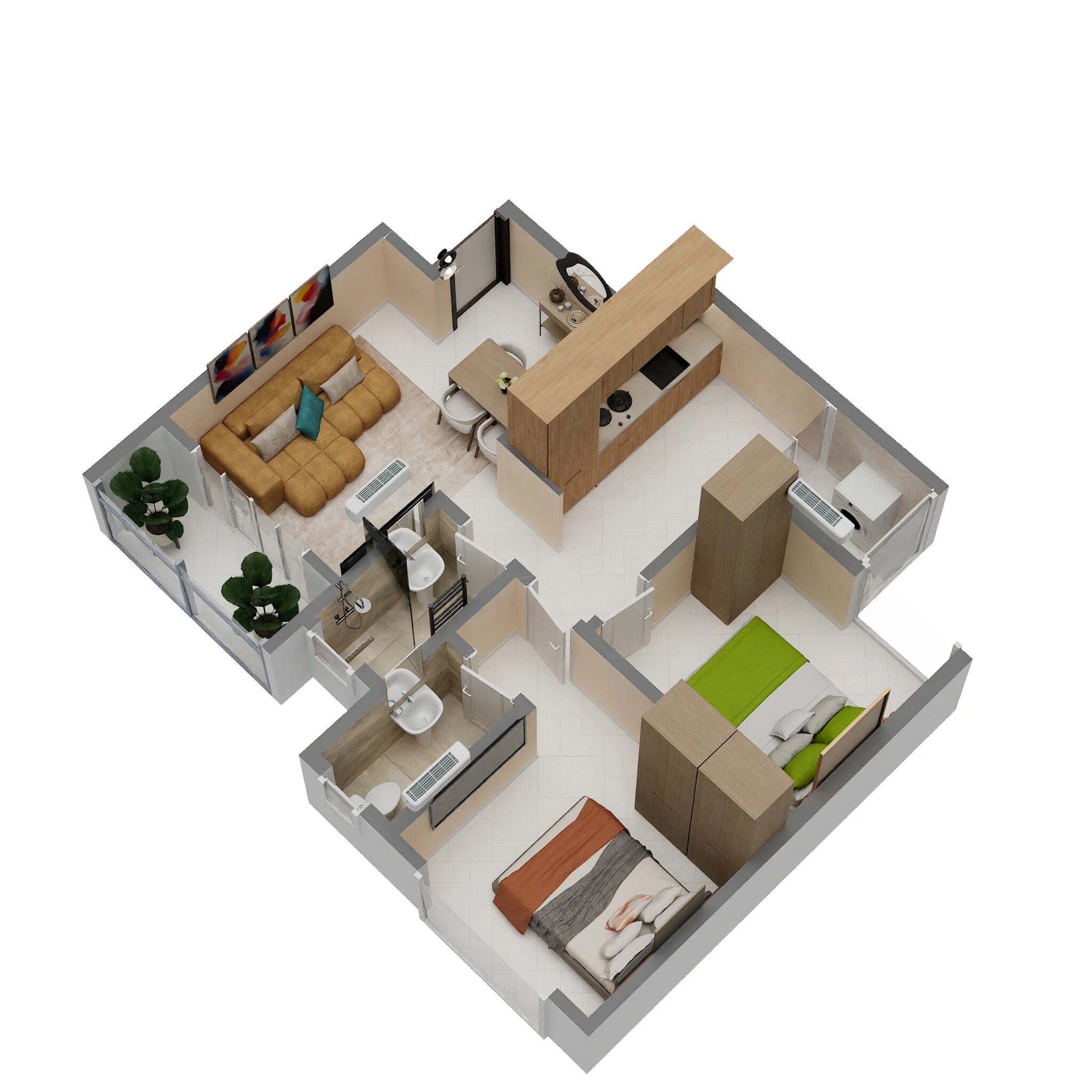 Floor plan of 2 BHK 456 Sq. Ft. Apartment in Elite Residency, Palghar