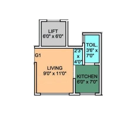 Floor plan of 221 Sq. Ft. Studio in Emonics Prestige, Palghar