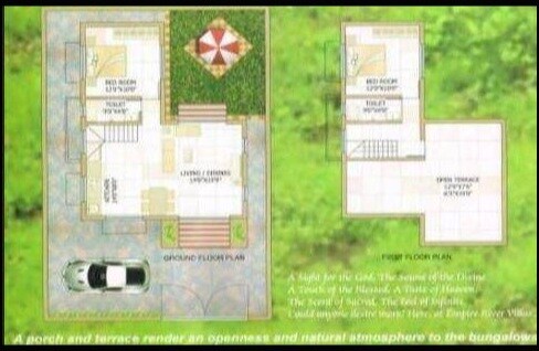 Floor plan of 2 BHK 925 Sq. Ft. Apartment in Empire River Villas, Palghar