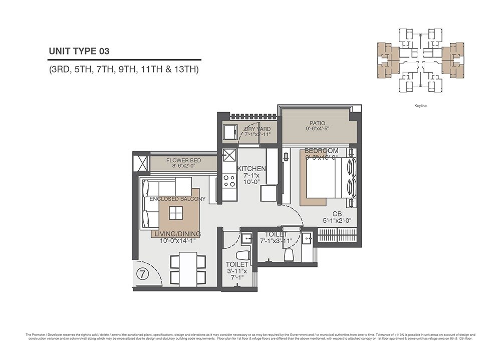 Floor plan of 1 BHK 359 Sq. Ft. Apartment in Evershine Amavi 303 Phase 1, Palghar