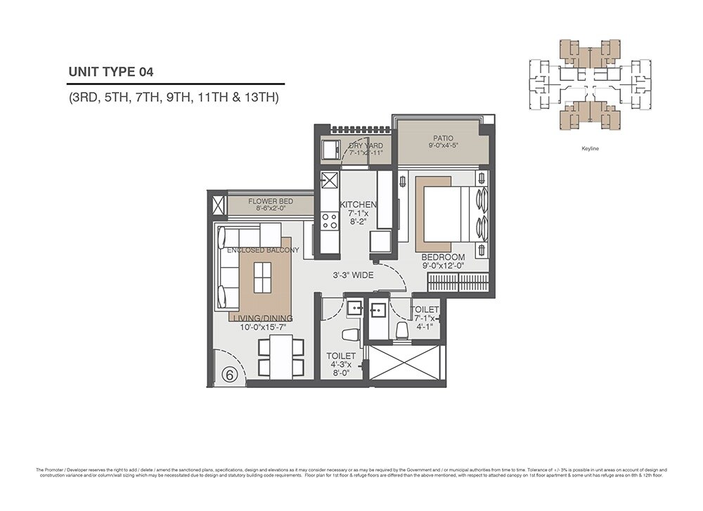 Floor plan of 1 BHK 402 Sq. Ft. Apartment in Evershine Amavi 303 Phase 1, Palghar