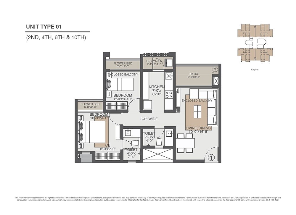Floor plan of 2 BHK 535 Sq. Ft. Apartment in Evershine Amavi 303 Phase 3, Palghar