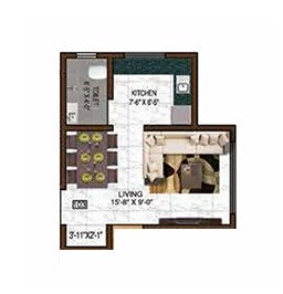 Floor plan of 291 Sq. Ft. Studio in Fia Florenza, Palghar