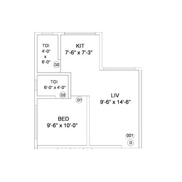Floor plan of 1 BHK 367 Sq. Ft. Apartment in Vastu Park 16, Palghar