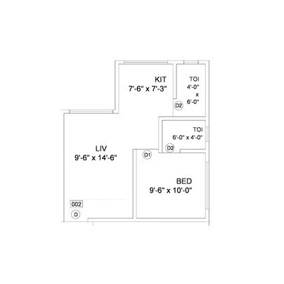 Floor plan of 1 BHK 410 Sq. Ft. Apartment in Vastu Park 16, Palghar
