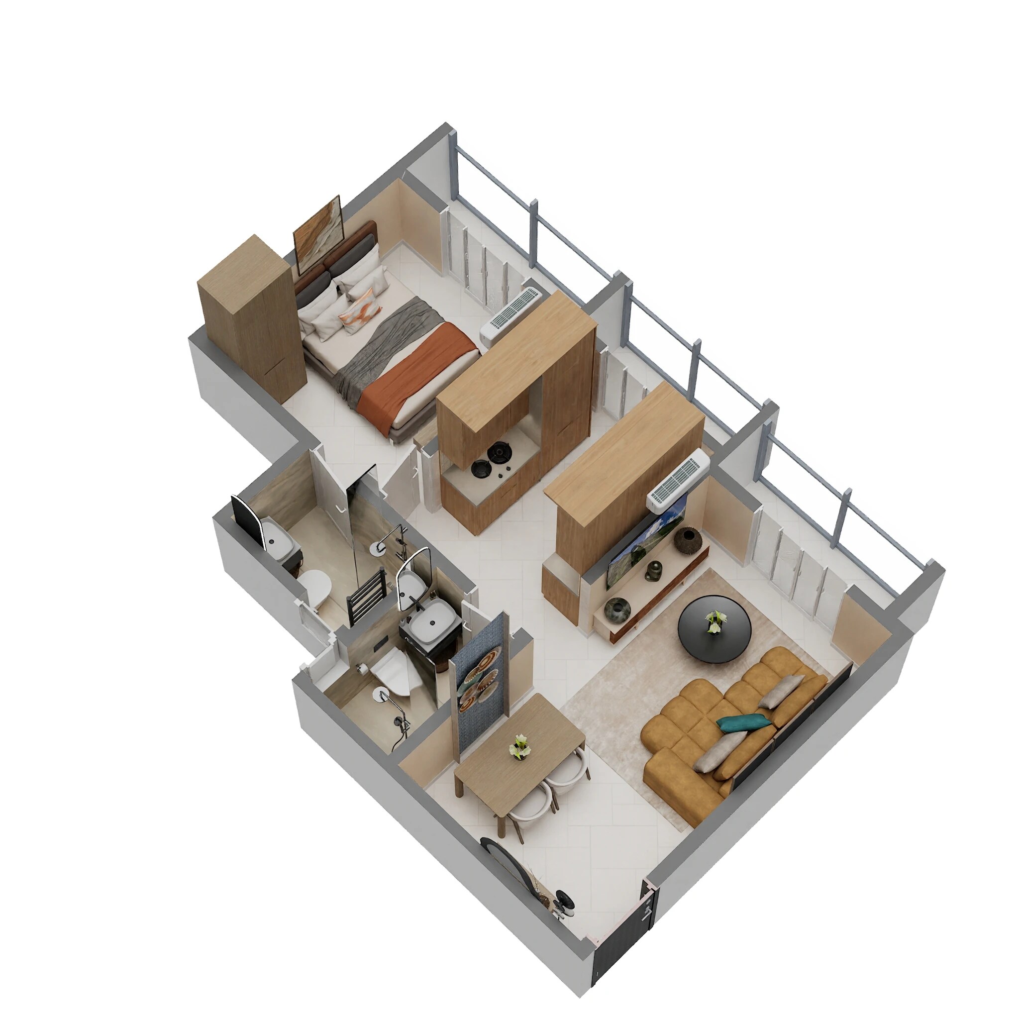 Floor plan of 1 BHK 464 Sq. Ft. Apartment in Ganesh Infinity Heights, Palghar
