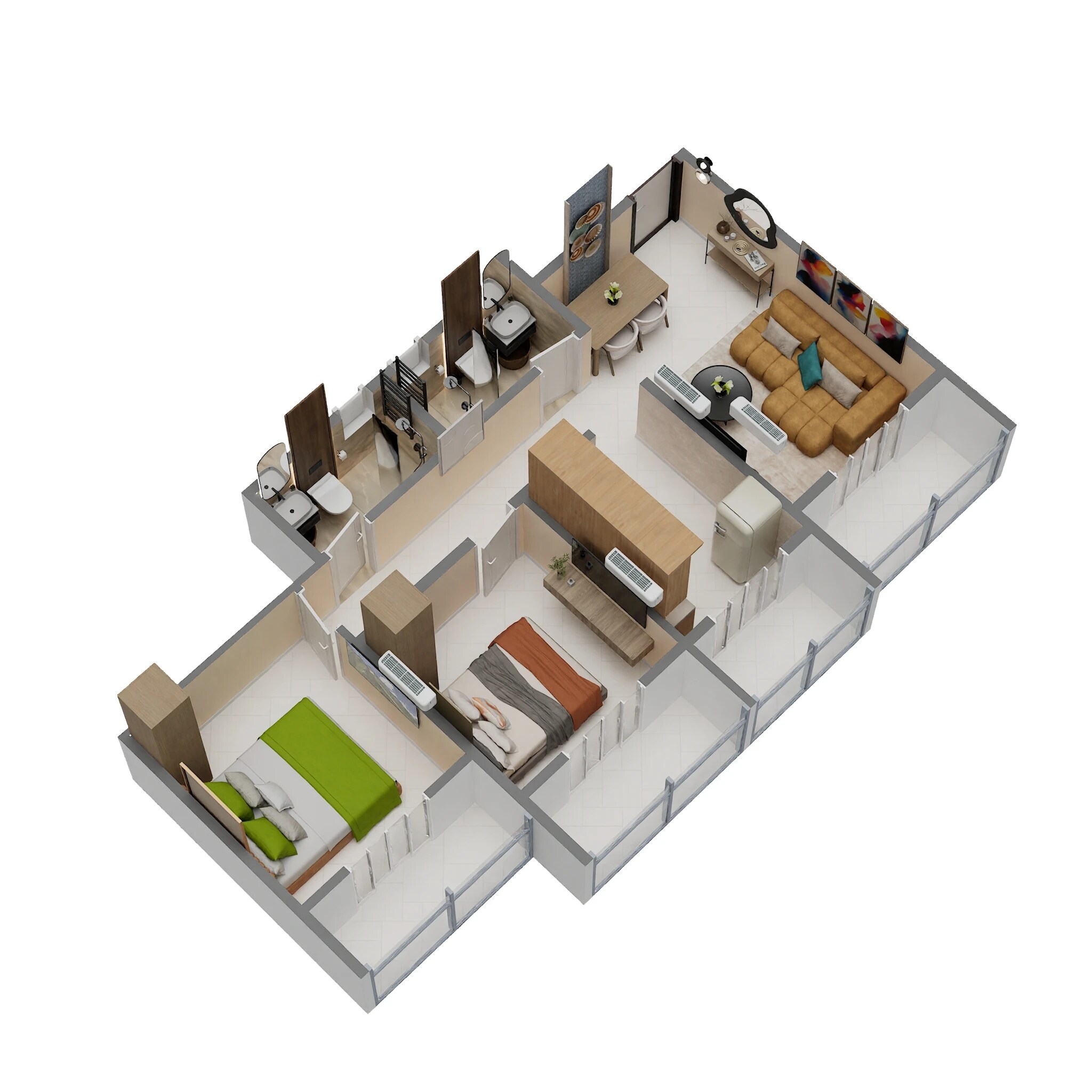 2 BHK 630 Sq. Ft. Apartment