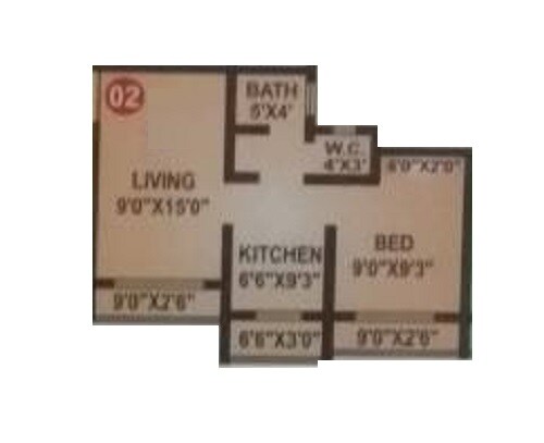 Floor plan of 1 BHK 393 Sq. Ft. Apartment in Gaurav Heights, Palghar