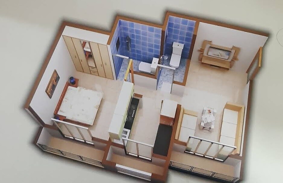 Floor plan of 1 BHK 378 Sq. Ft. Apartment in Global Prestige, Palghar