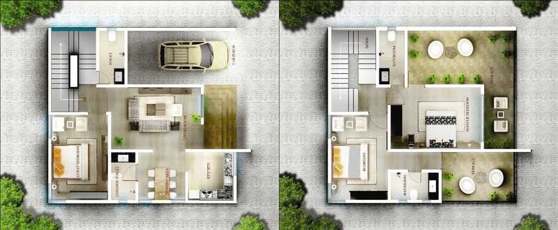 Floor plan of 3 BHK 2450 Sq. Ft. Apartment in Goldstar Colour Discovery Villa, Palghar