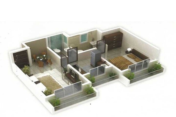 Floor plan of 1 BHK 342 Sq. Ft. Apartment in Guru Anand Park Mamta Heights, Palghar