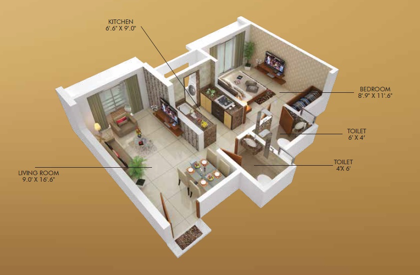 1 BHK 322 Sq. Ft. Apartment in Harsh Trinity Oasis