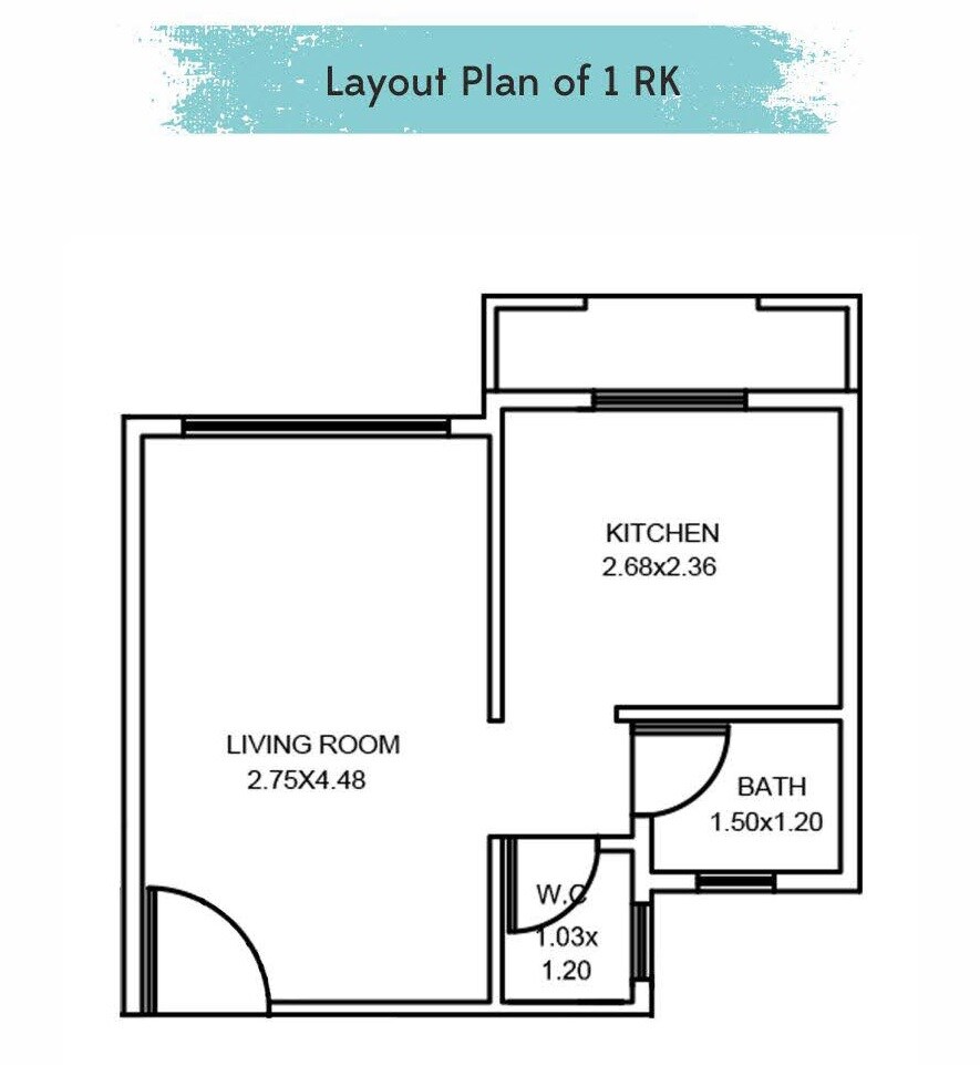 Floor plan of 229 Sq. Ft. Studio in Haware Nakshatra, Palghar