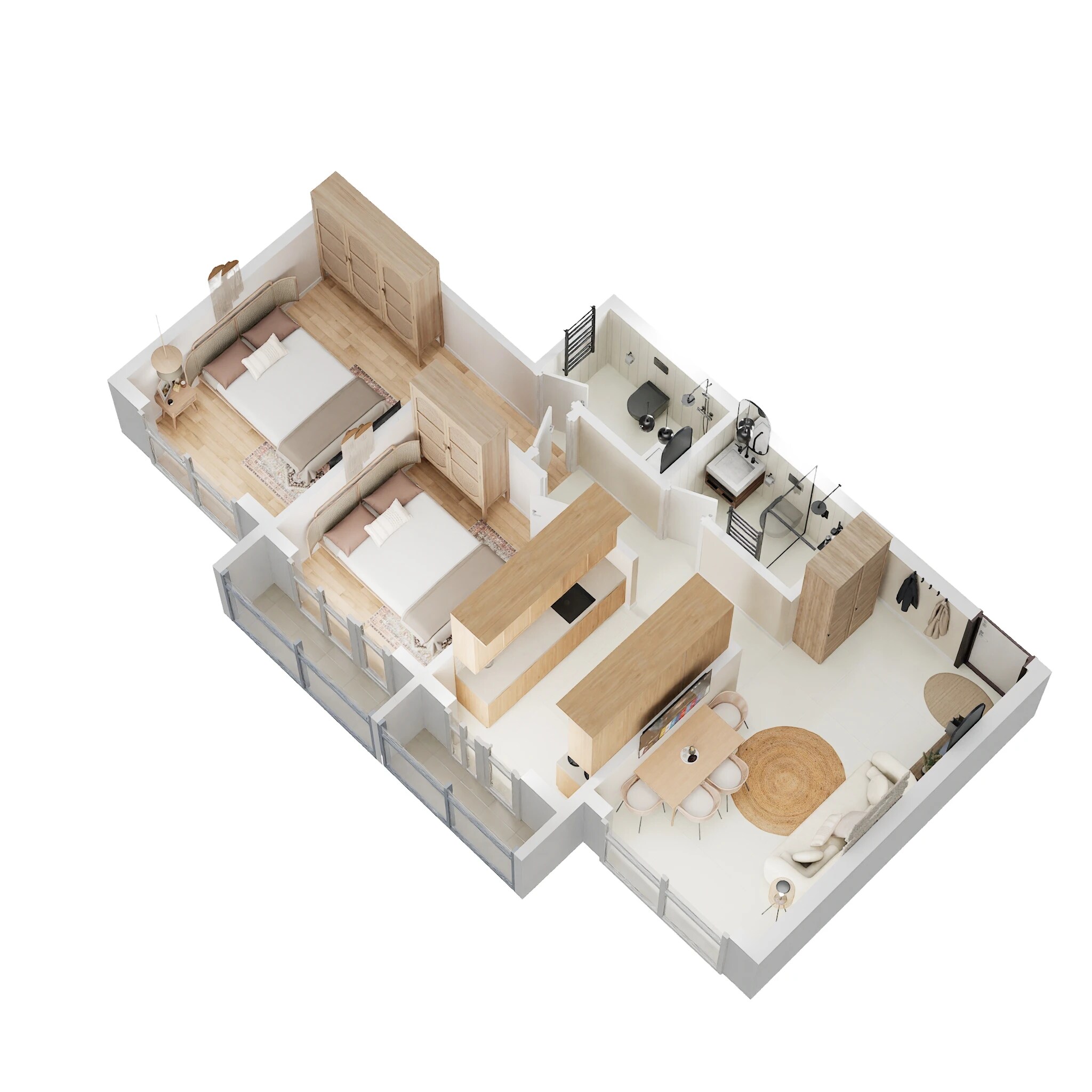 Floor plan of 2 BHK 433 Sq. Ft. Apartment in Haware Neptune Residency, Palghar
