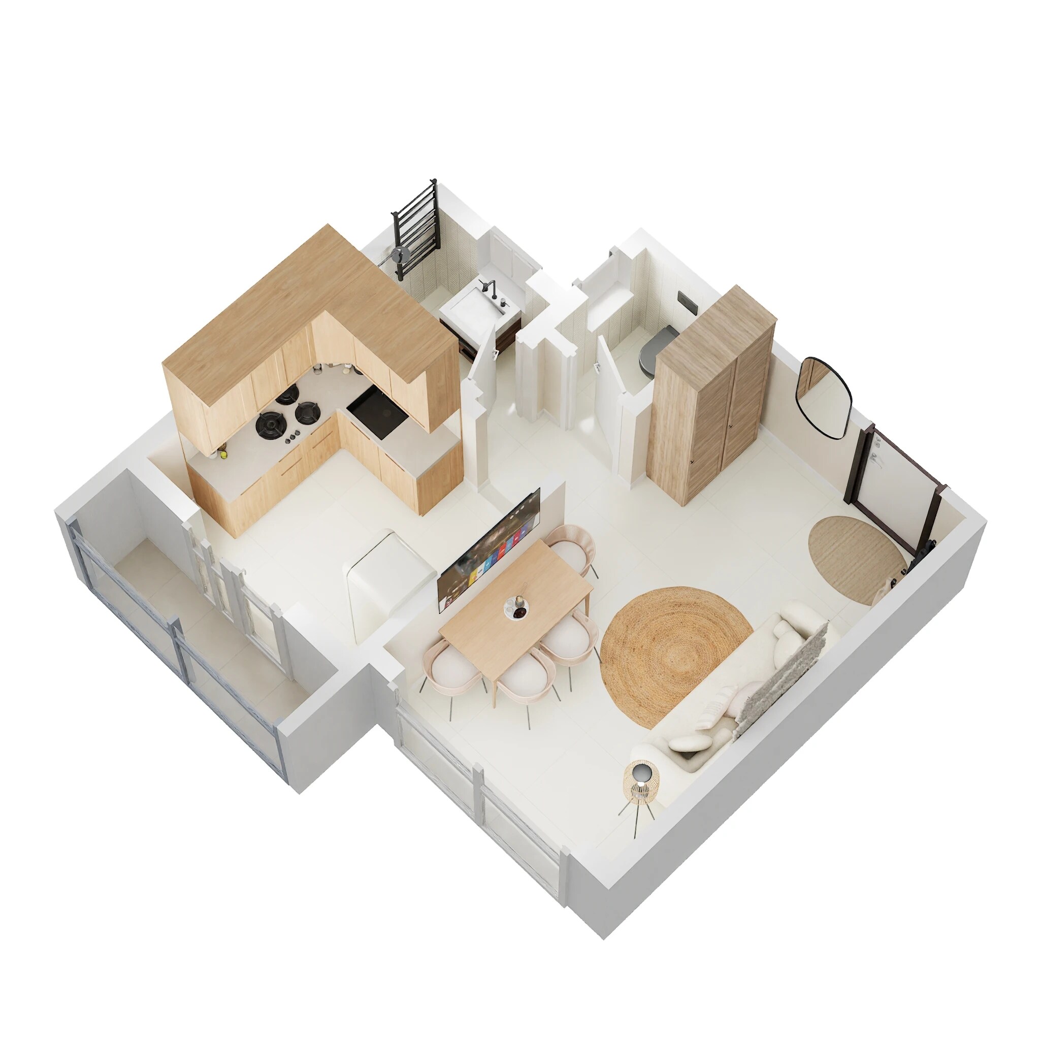Floor plan of 299 Sq. Ft. Studio in Haware Neptune Residency, Palghar