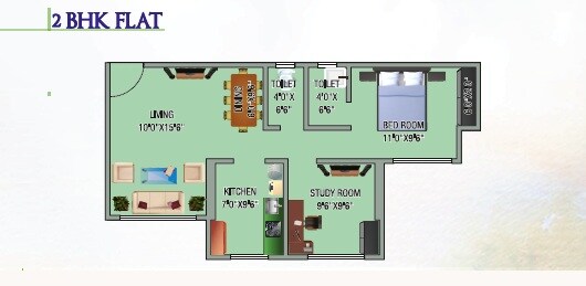 Floor plan of 2 BHK 511 Sq. Ft. Apartment in Hayaat Galaxy, Palghar