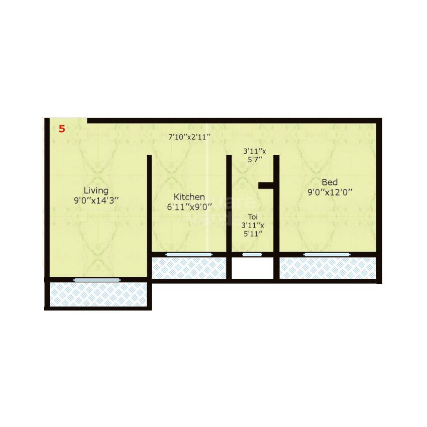 Floor plan of 1 BHK Apartment - 312 sq. ft. in HP Vidya Enclave, Palghar