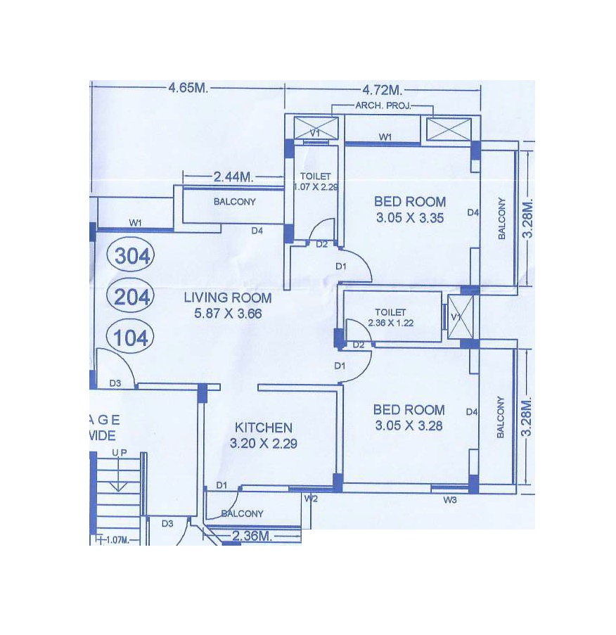 2 BHK 609 Sq. Ft. Apartment in HV Vinod Park