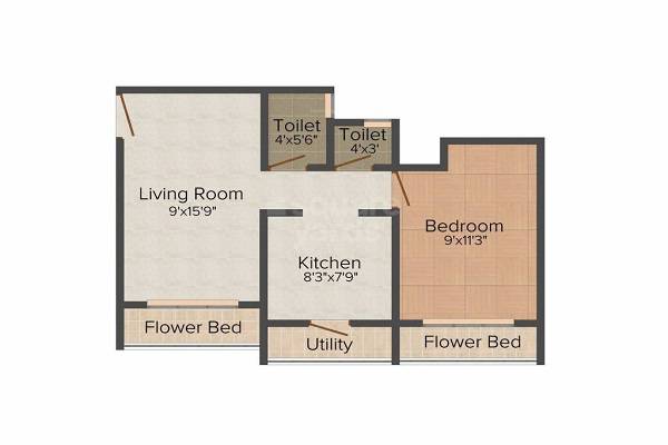 Floor plan of 1 BHK 412 Sq. Ft. Apartment in Imax Royal Gardens, Palghar