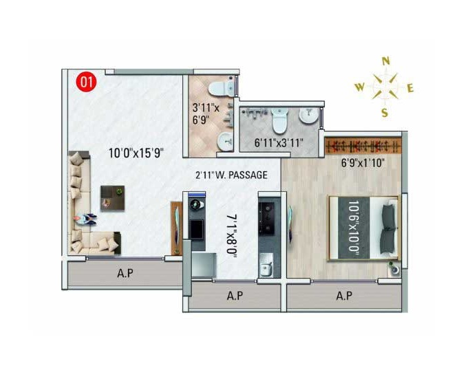 1 BHK 431 Sq. Ft. Apartment in Imperial Altamount