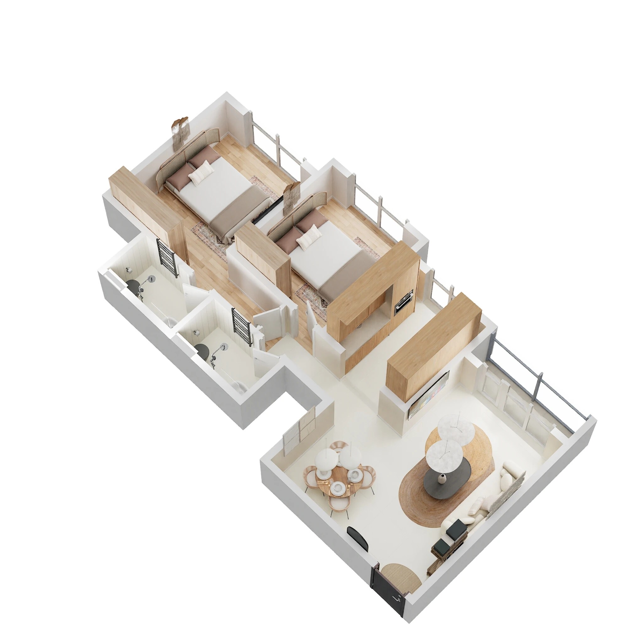 Floor plan of 2 BHK 665 Sq. Ft. Apartment in Imperial Paramount, Palghar
