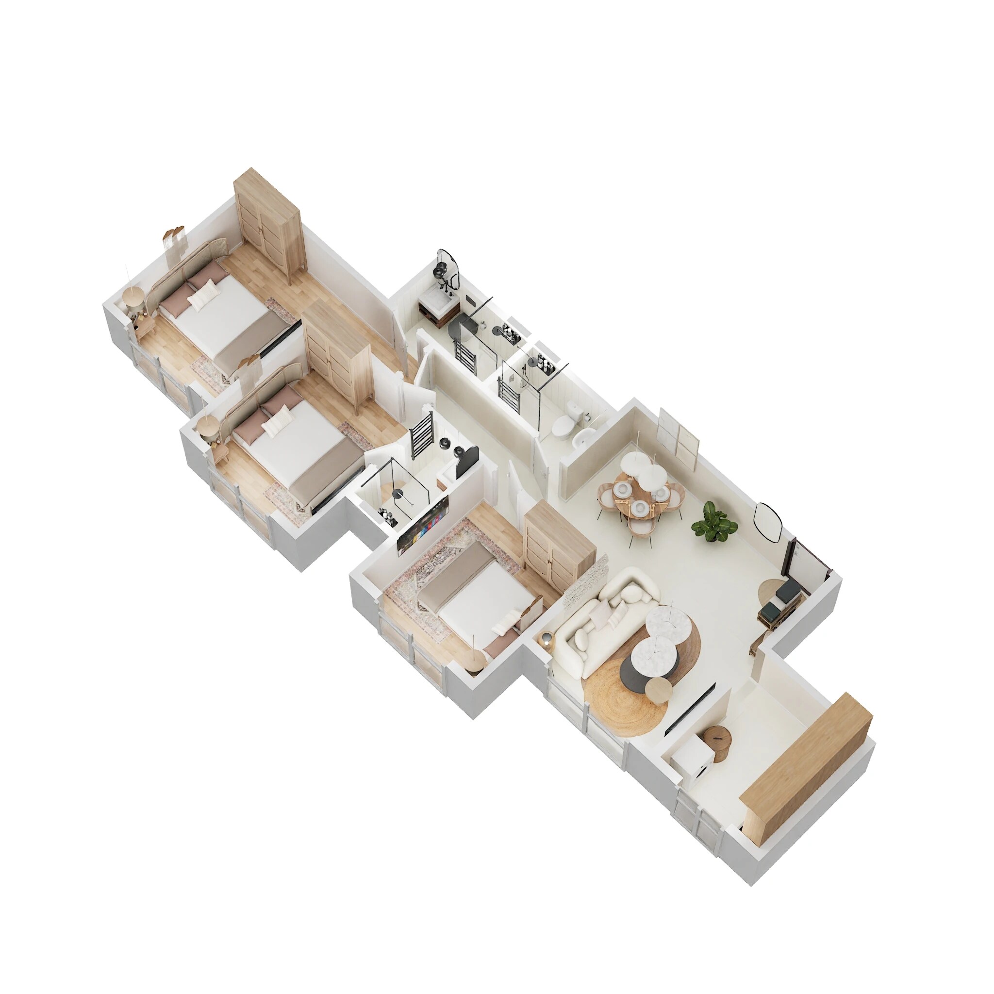 Floor plan of 3 BHK 870 Sq. Ft. Apartment in Imperial Paramount, Palghar