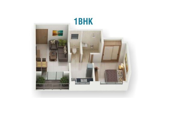 Floor plan of 1 BHK 285 Sq. Ft. Apartment in Irasa Park, Palghar