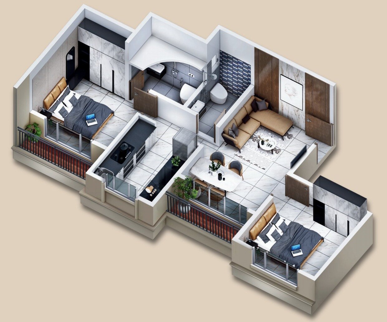 Floor plan of 2 BHK 512 Sq. Ft. Apartment in Janta Nirmaanya Park, Palghar