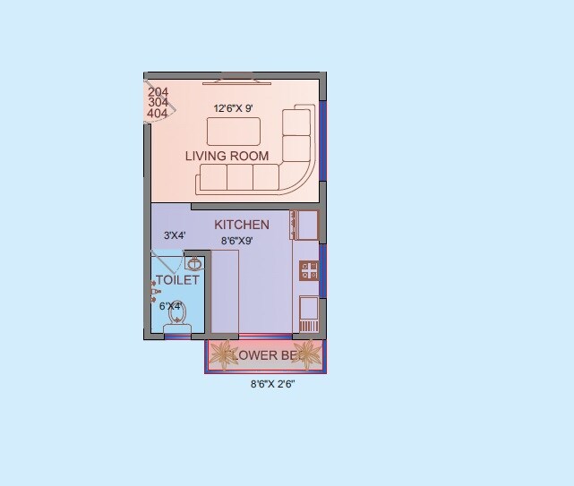 Floor plan of 204 Sq. Ft. Studio in Jaykumar Oswal Darshan, Palghar