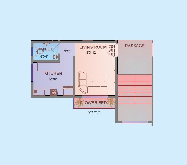 Floor plan of 224 Sq. Ft. Studio in Jaykumar Oswal Darshan, Palghar