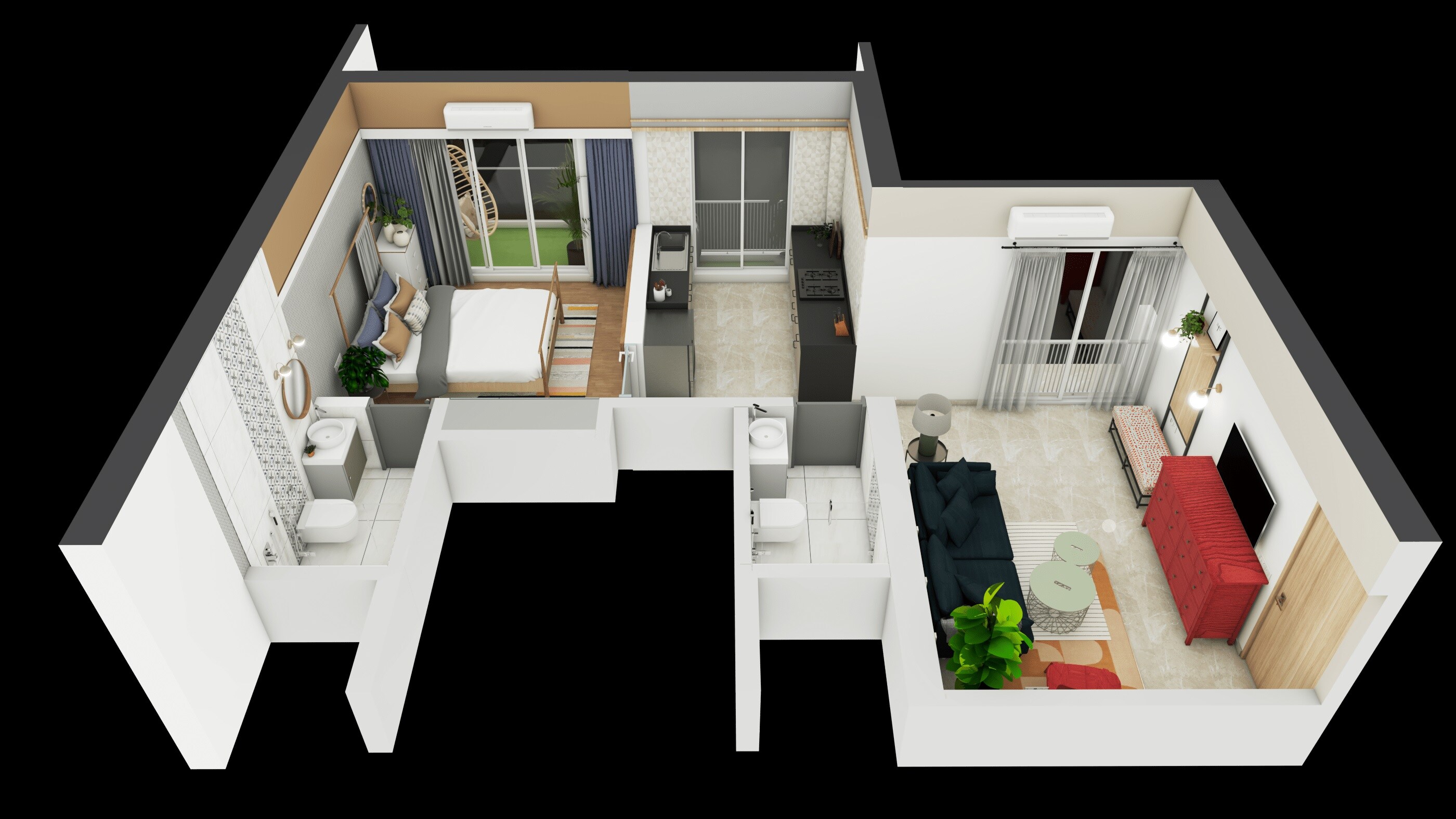 Floor plan of 1 BHK 449 Sq. Ft. Apartment in Jeevdani Oakwood, Palghar