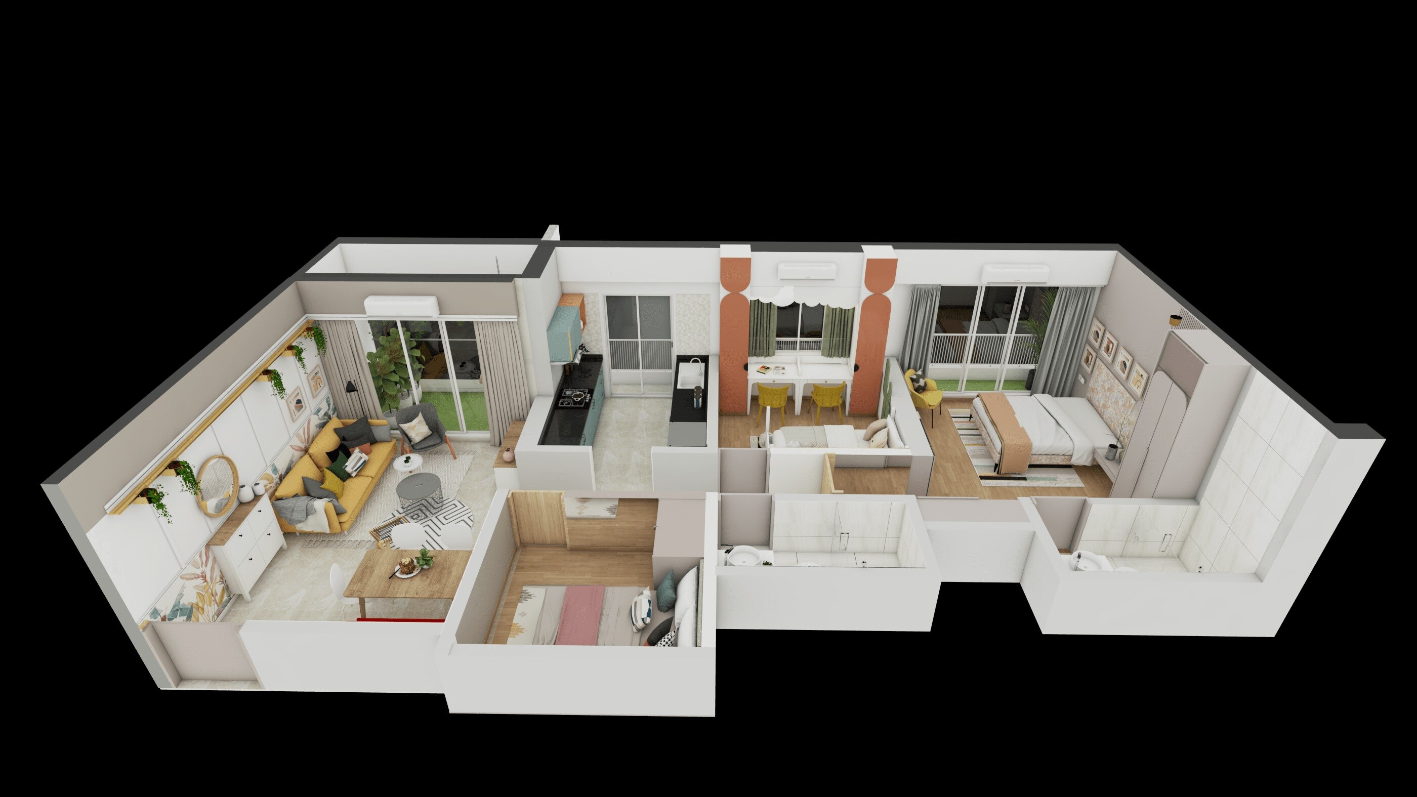 Floor plan of 3 BHK 644 Sq. Ft. Apartment in Jeevdani Oakwood, Palghar