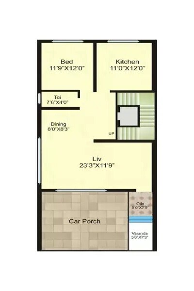 Floor plan of 1 BHK 513 Sq. Ft. Apartment in Jem Green Meadows, Palghar