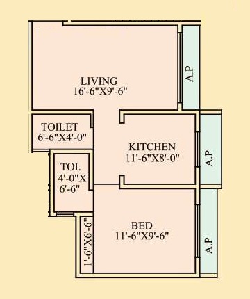 1 BHK 320 Sq. Ft. Apartment in JP Elite Tower