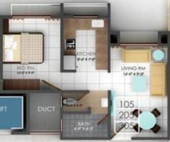 Floor plan of 1 BHK 303 Sq. Ft. Apartment in K K Crystal Park, Palghar