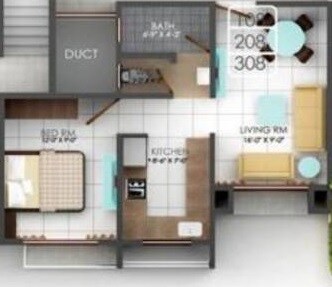 Floor plan of 1 BHK 328 Sq. Ft. Apartment in K K Crystal Park, Palghar