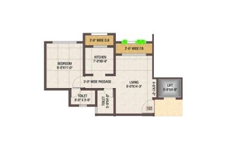 Floor plan of 1 BHK 345 Sq. Ft. Apartment in K M Residency, Palghar