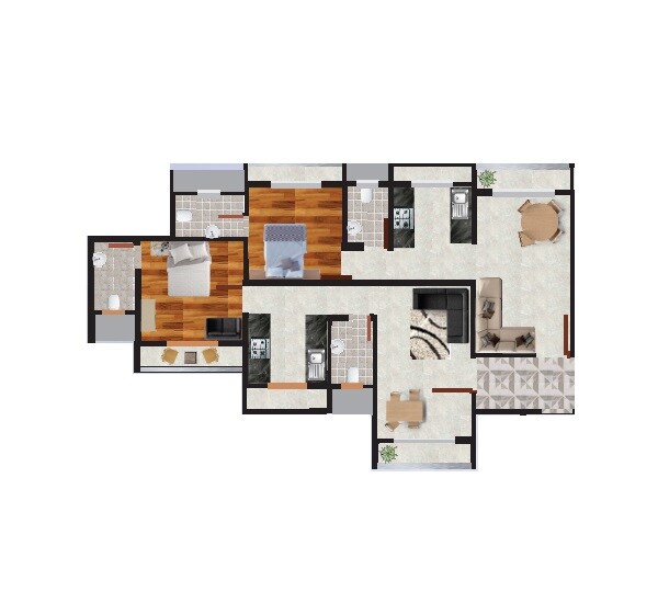 Floor plan of 2 BHK 478 Sq. Ft. Apartment in Kailash Parmar Tiara Palace, Palghar