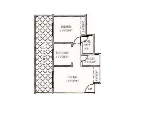 Floor plan of 1 BHK 388 Sq. Ft. Apartment in Kalpana CD Height, Palghar