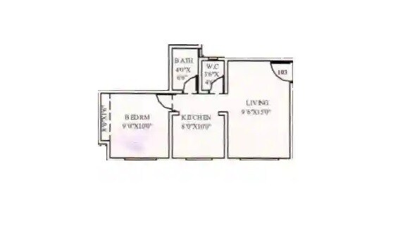 Floor plan of 1 BHK 361 Sq. Ft. Apartment in Kalpana Yashwant Viva, Palghar
