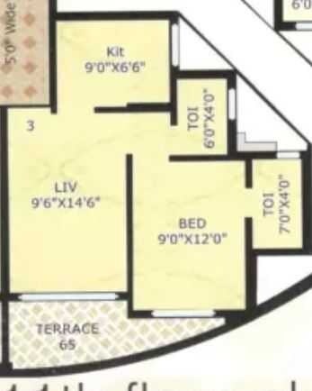 Floor plan of 1 BHK 335 Sq. Ft. Apartment in Kapcon Bldg No 2 Daulat Imperia, Palghar