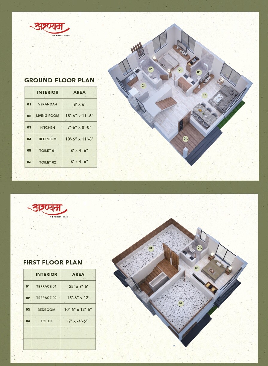 Floor plan of 2 BHK 1035 Sq. Ft. Villa in Karnik Aaryanam, Palghar